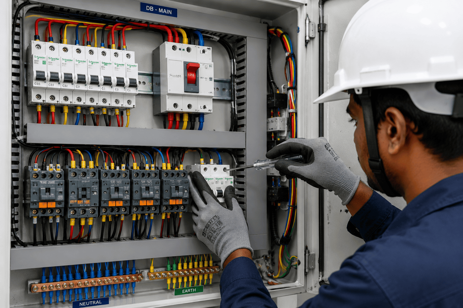 Panel board and distribution board installation with MCB RCCB by AK Electrical Trichy