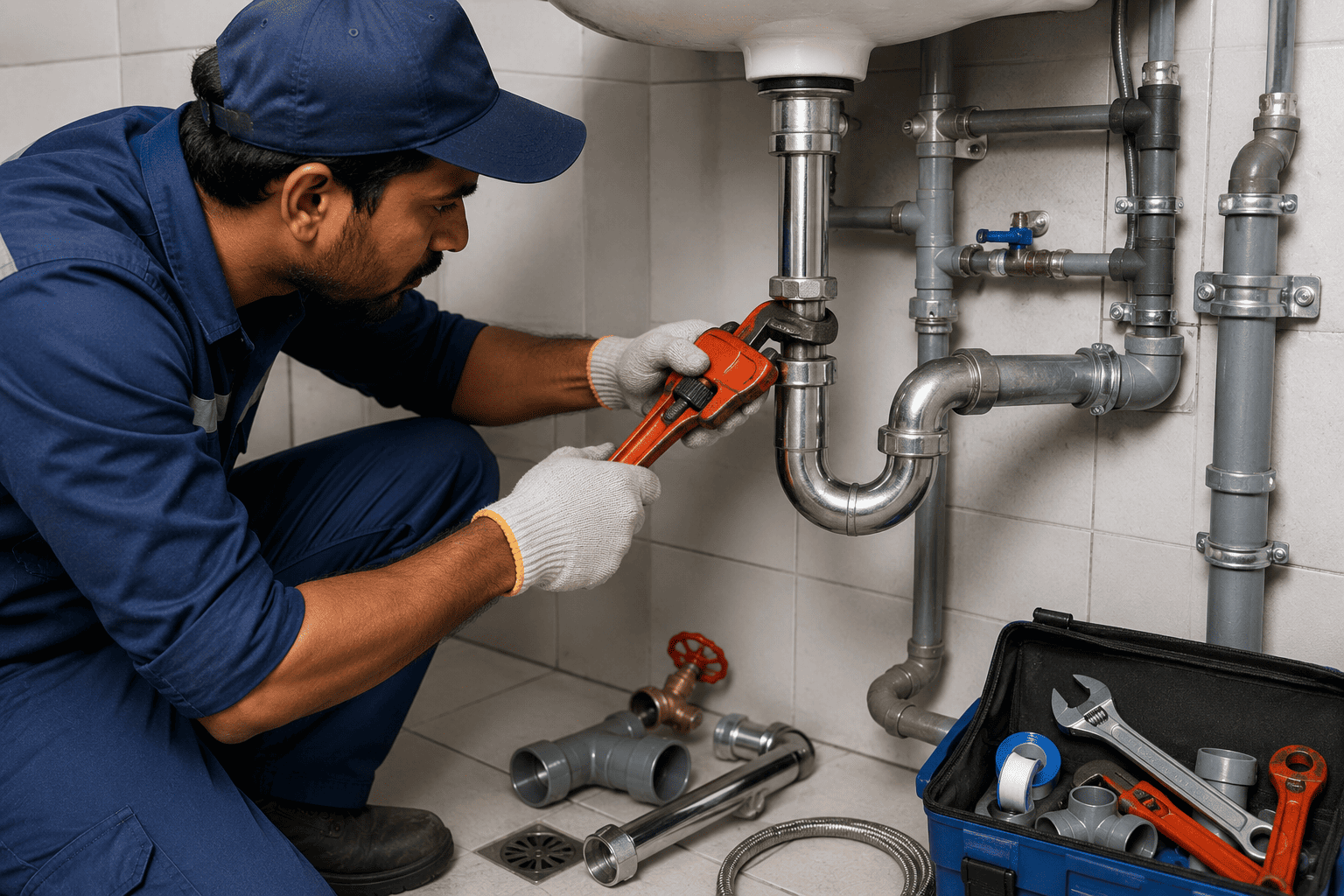 Expert plumbing work in Trichy - pipe fitting, leakage repair and water line installation
